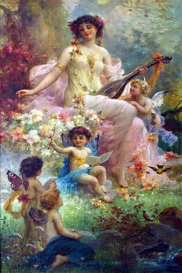 Reproducciones de pinturas de Hans Zatzka, estética renacentista, impresiones, póster, dama noble en el jardín, pintura en lienzo, arte de pared, cuadros