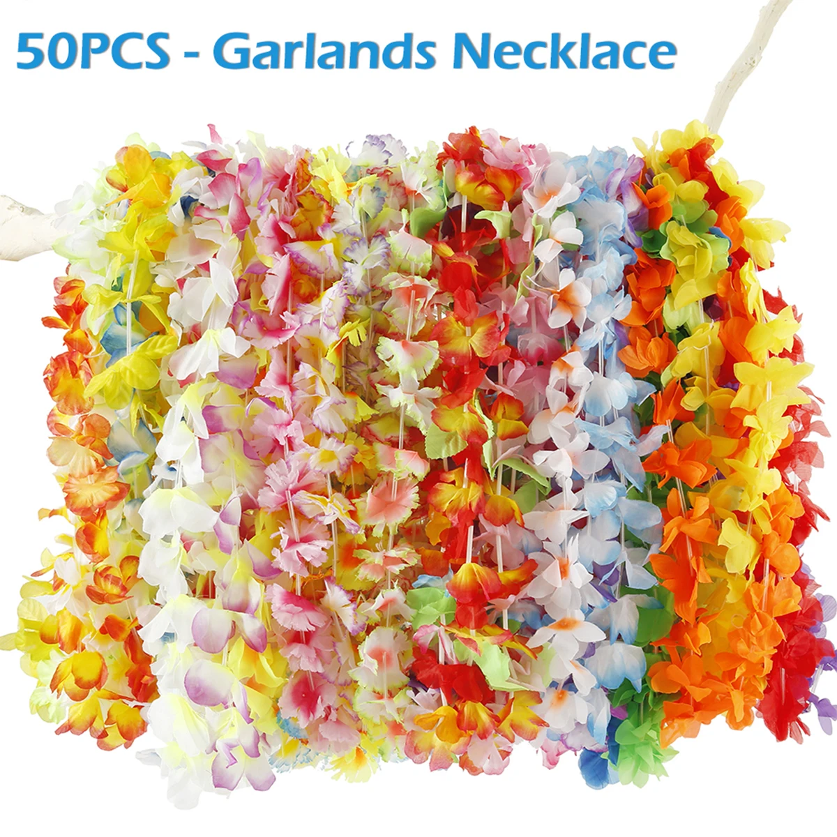 Hawaiian Flower Necklaces Artificial Flower Leis Garlands Multicolor For Beach Party Luau Wedding Birthday Party Decoration 50pc artificial flower leis