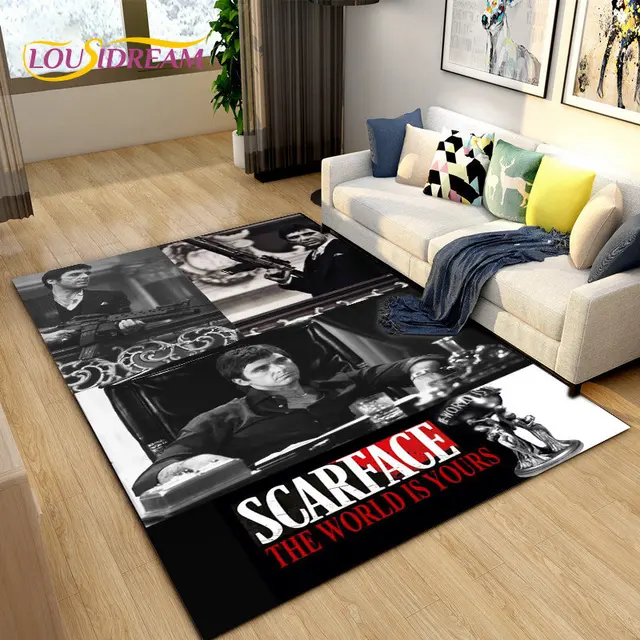거실에서 사용할 수 있는 멋진 영화 Scarface-대형 3D 인쇄 영역 러그