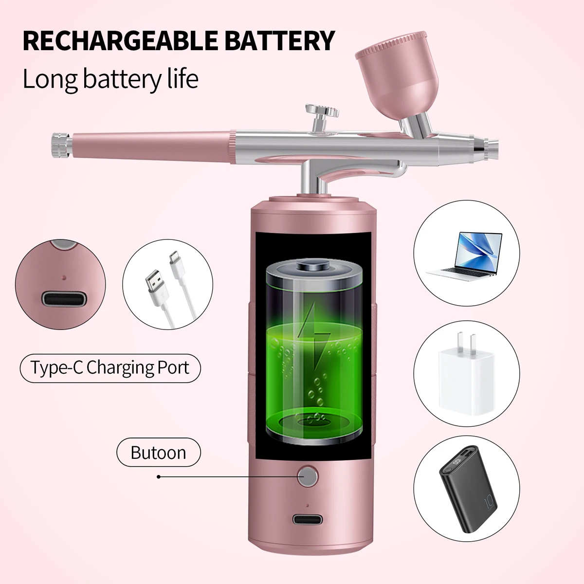 Portable Oxygen Jet Device HighPressure Nano Fine Atomizing USB Rechargeable Multi-functional Sprayer Home Facial Care Equipment