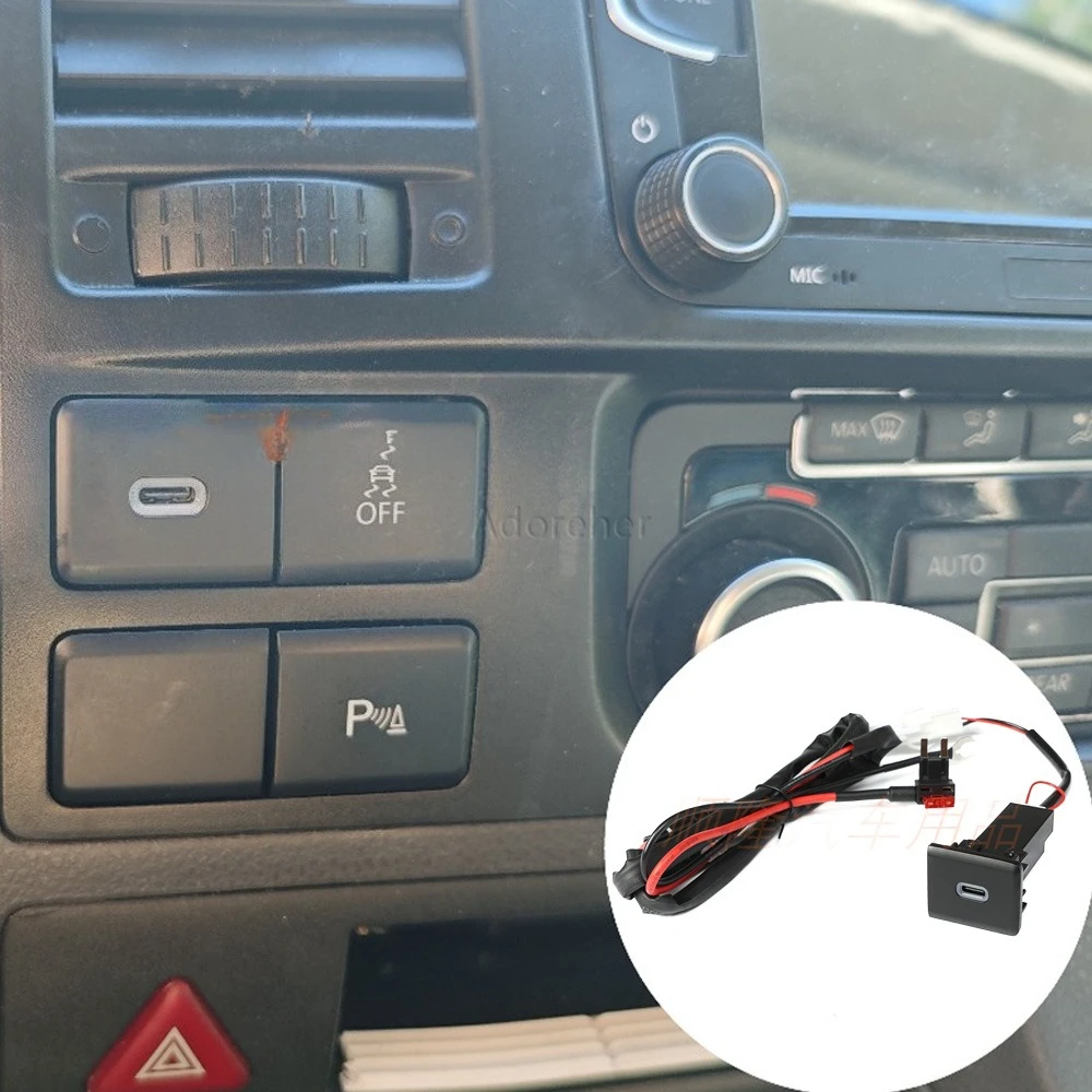 1 Stück 12V/24V 30W Auto-Ladegerät Typ C PD Ladeanschluss Netzteil für VW Caravelle T5 Zubehör