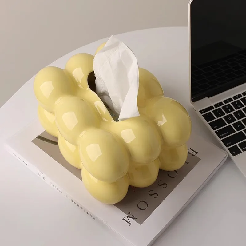 Creative ceramic tissue box, living room paper box, egg-shaped tabletop decoration, light luxury decoration 3