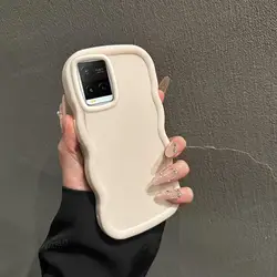 Solid Color Wave Silicone Shock - Absorbing Phone Case for Vivo Y21G (White)