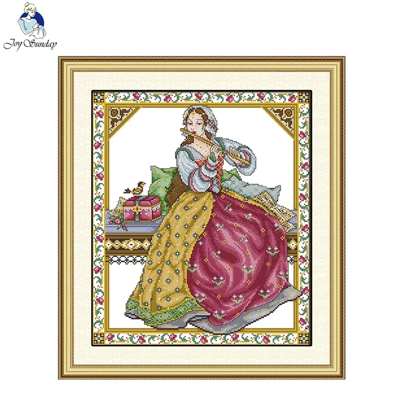 Joyy Sunday Kreuzstich-Set, Charakter, Solo, HD-Muster, bedruckt, gezählter Stoff, Leinwand, 16 ct, 14 ct, 11 ct, DIY-Stickset mit Geschenk