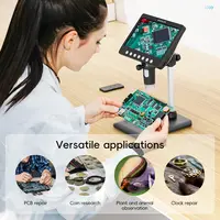 Microscope numérique LCD 7 pouces, loupe 50X-1200X, 5MP HD, 8 lumières LED pour la réparation électronique, anneau de soudure, vue sur PC, cadeaux 5