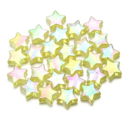 100pcs AB Color Acrylic Star Beads for DIY Jewelry and Crafting (Yellow)