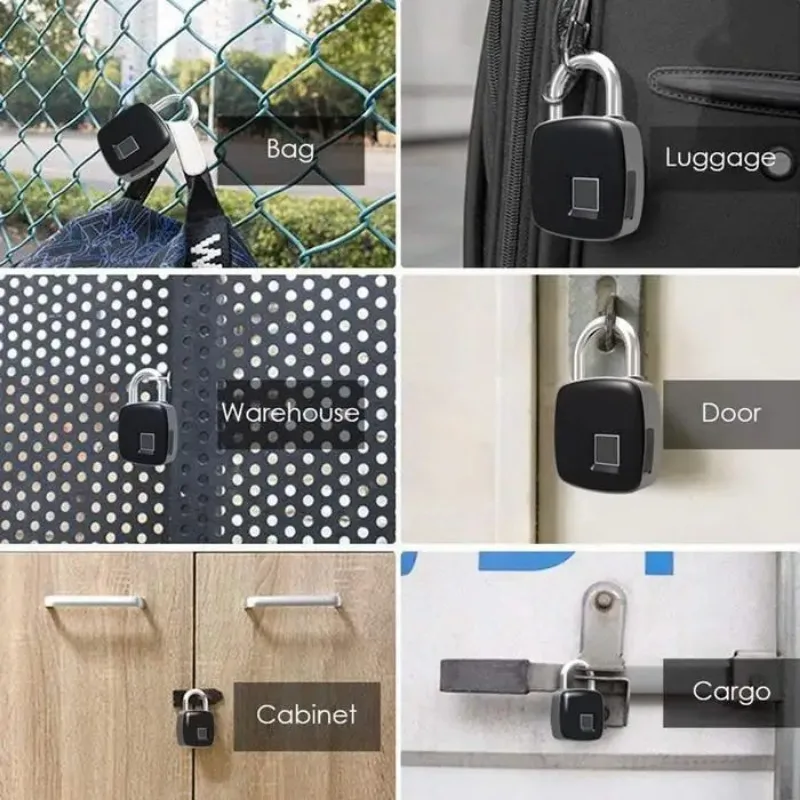 Electronic USB Rechargeable Smart Keyless Finger print Locks Waterproof Anti-Theft Security Padlock Door Luggage Lock