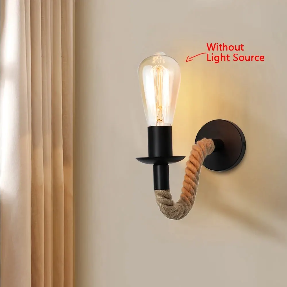 Wall Light Retro Vintage Hemp Rope E27 Wall Lamp 110V 220V Indoor Loft Outdoor Corridor Industrial Sconce Bedside