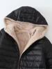 New Mid Length Korean Edition Hooded Fit Women Jackets Autumn Winter Mid-length Office Cotton Coats Warm Lamb Fleece Parkas 6