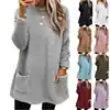 Ele Women's Long ket Plu Sweatirt Top Polyester Loose Fit Long Sve  Color T-irt for Ladies Autumn Season
