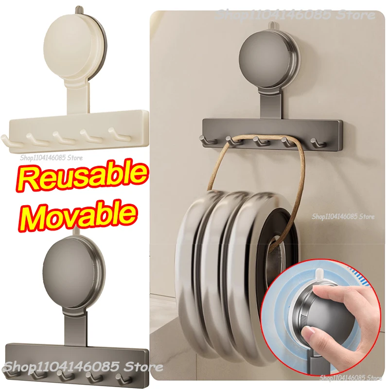 ที่แขวนผนังแบบสุญญากาศสำหรับครัวและห้องน้ำ ติดตั้งบนผนังแบบไม่ต้องเจาะรู ใช้เป็นตะขอแขวนอเนกประสงค์สำหรับจัดเก็บของในบ้าน 1