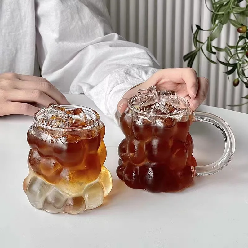Drinking Glass 1pc 350ml Grapes Glass Coffee Mug Stylish Design Heat Resistant Drinking Glass for Home Office Latte Cup Summer Drinkware Gifts