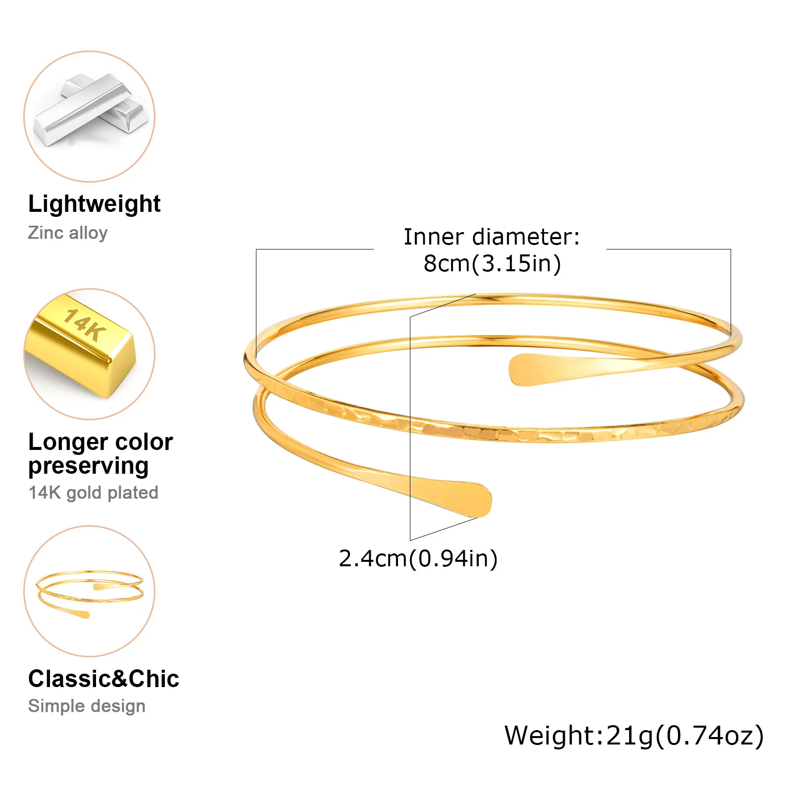 Women's Geometric Multi-Turn Gold-Tone Cuff Bracelet 5