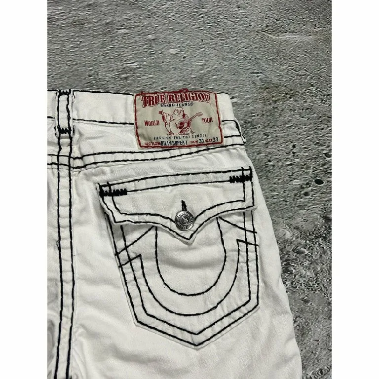Retro Buddha Denim Short Y2K Jeans Men Women Harajuku Pocket Embroidery Retro White Baggy Denim Short Low Waist Basketball