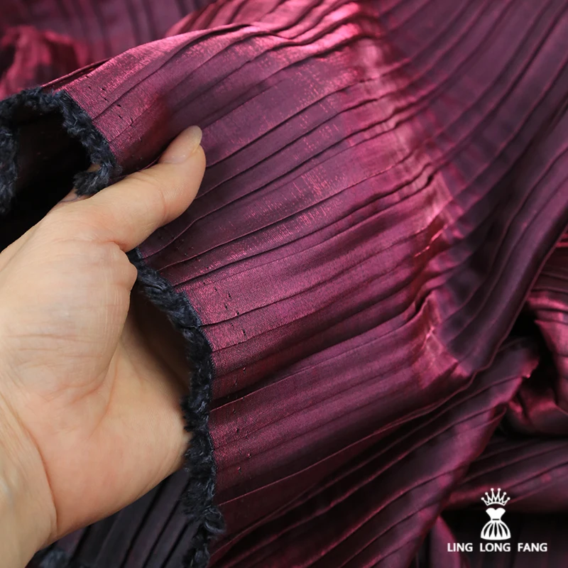 Glossy Streamer Pleated Pleated Fabric Ancient Style Han Opera Costumes Accordion Background Designer Clothing Fabric