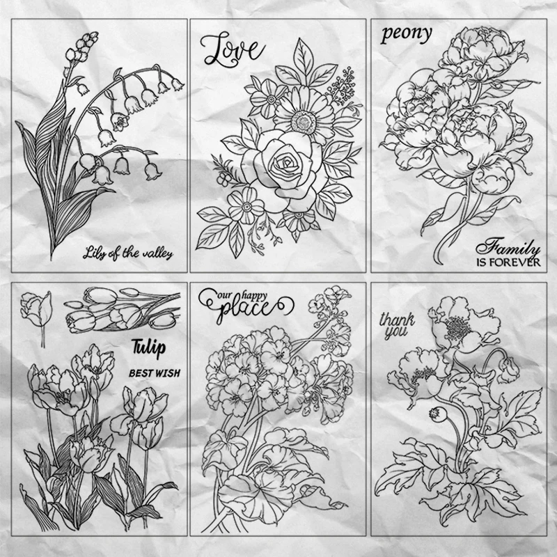 Original Flowers Silicone Clear Stamps Lily of The Valley/rose/tulip Scrapbooking DIY Card Making Crafts Journal Rubber Stamp