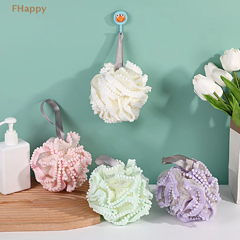 Soft Mesh Bath Sponge Balls Skin Cleaning Brush Shower Puff Body Cleaner Exfoliating Scrubbers Bath Flower Bathing Accessories 2pcs set random color women men bath ball soft comfortable mesh bath sponge easy body cleaning flower bathroom accessories tools