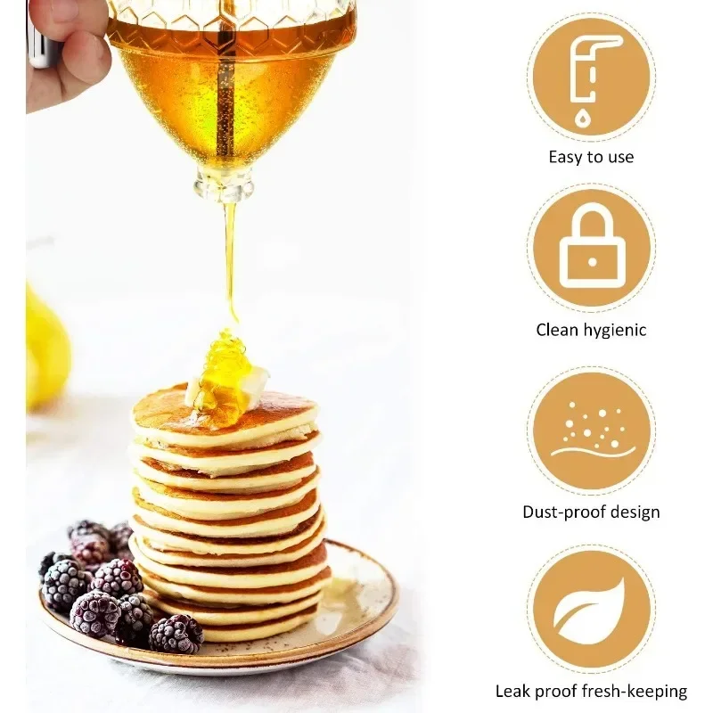 Acrylic Honey Dispenser Honey Jar Honey Pot Storage Containers Clear Syrup Jar Storage Bottle Kitchen Tools Portable Storage Pot 6