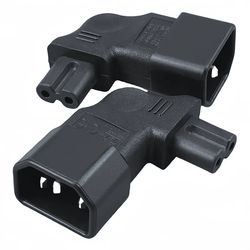 Right Angle IEC C14 to C7 Power Adapter Plug, 10A Converter