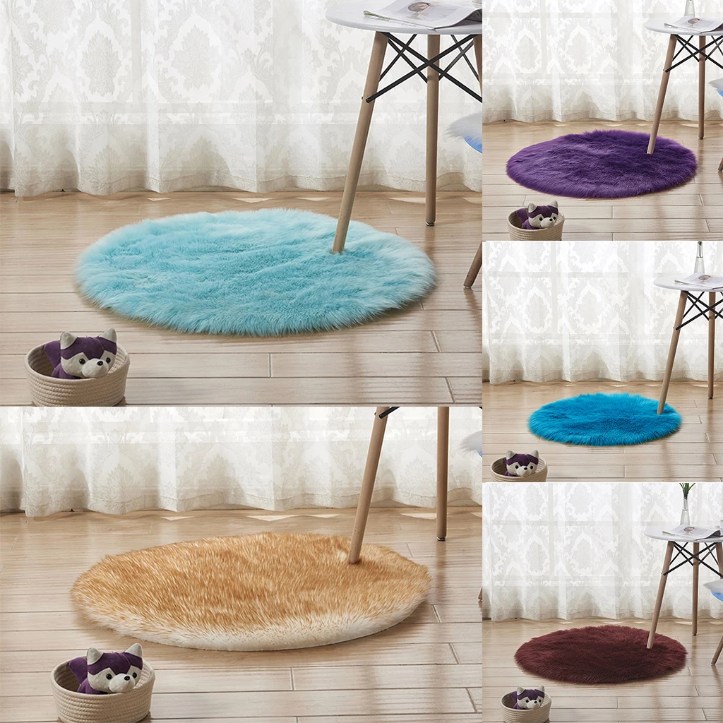 Soft Sheepskin Plain Skin Faux Fur Fake Rug Washable Mat Small