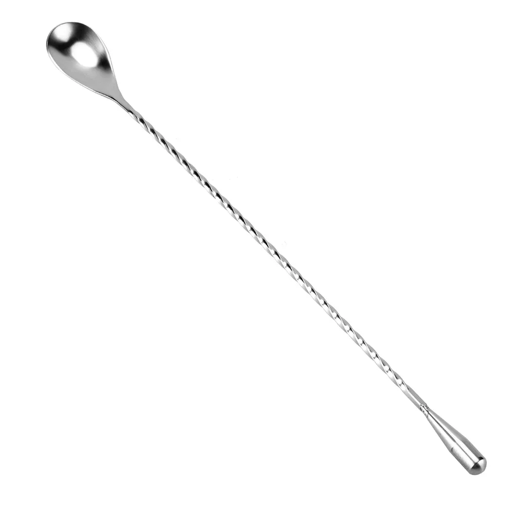 Cocktail Stirrers Stainless Steel Bar Cocktail Twisted Mixing Stirrin Spoon Fork Tip DIY Set Shaker Muddler Stirrer Twisted Mixing Spoon Kitchen