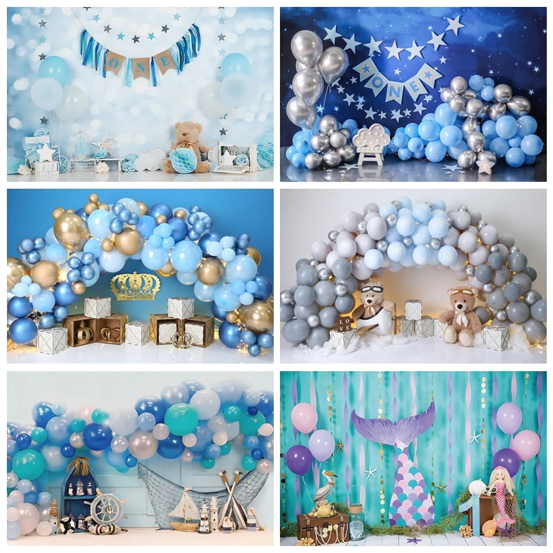 Fundo Colorido da Fotografia do Balão Primeiro Fundo do Aniversário para a Menina e o Menino Decoração do Partido Adereços do Estúdio Fotográfico