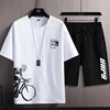 2025 Men's Summer T-shirt Suits Fashion Sportswear + Sport Shorts Suit Casual Men Clothing Funny Joggers Set Top 3