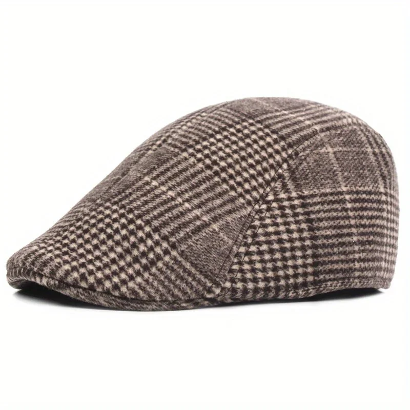 Beret Hat Newsboy Cap Newsboy Hat Casual Hat Woolen Beret Unisex&rsquo;s Retro Berets Plaid Breathable Absorbent Paperboy Cap Spring Autumn Outdoor Casual Street Hats