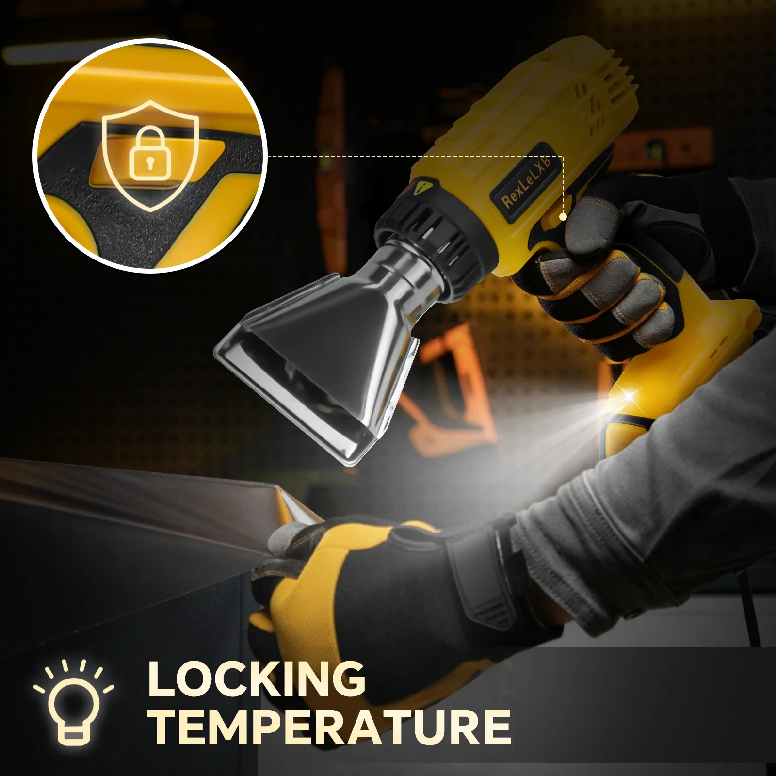 400W 550℃ Cordless Heat Gun for Dewalt 20V Battery with LCD Digital Display Hot Air Gun for Shrink Tubing (No Battery) 3