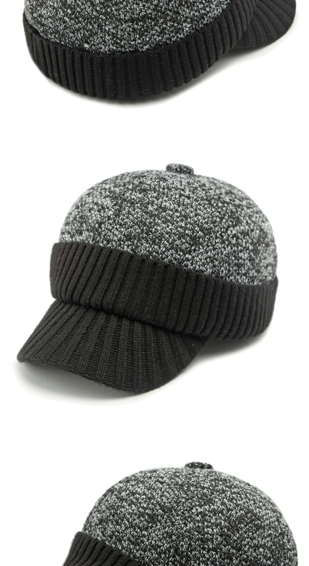 HT4545 Baseball Kappe Dicke Warme Gestrickte Baseball Hut Männer Frauen Hohe Qualität Papa Hüte mit Ohrenklappen Männlich Weiblich Ski Earflap Kappe – Detail 5