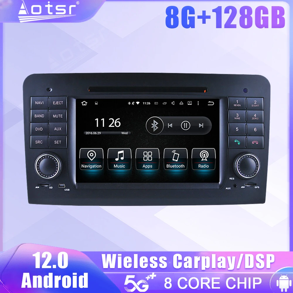 

Android 12 экран автомобильное радио для Benz ML W164 GL X164 2005 2006 2007-2012 GPS DSP Carplay Автомобильный мультимедийный стерео головное устройство