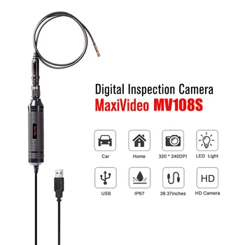 Telecamera d'Ispezione Digitale Automobilistica AUTEL MaxiVideo MV108S, Boroscopio Ultra-Sottile da 8,5mm con Luce LED