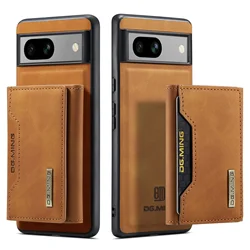 Magnetic Wallet Card Slot Leather Detachable Folio Case for Pixel 9Pro (Brown)