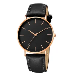 Ultra Thin Men's Quartz Wristwatch - Elegant and Stylish Analog Timepiece for Casual or Business Wear (Black Rose Gold)