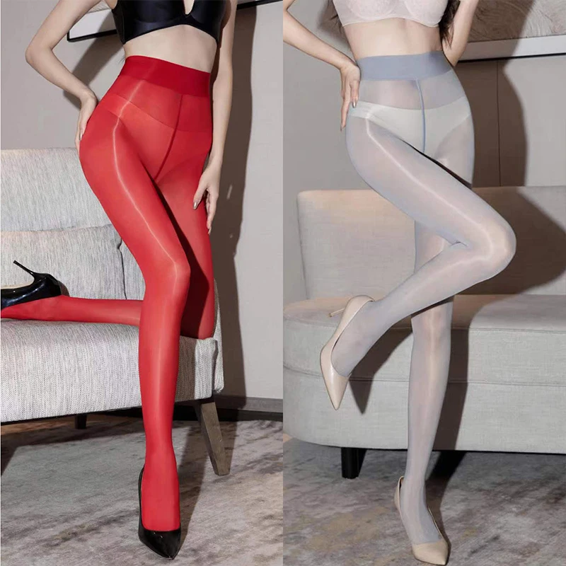 

New 1pc Ultra-thin, Breathable, Sexy Party Club Stockings, Solid Color High Waisted Elastic Tight Fitting Oil Smooth Pantyhose