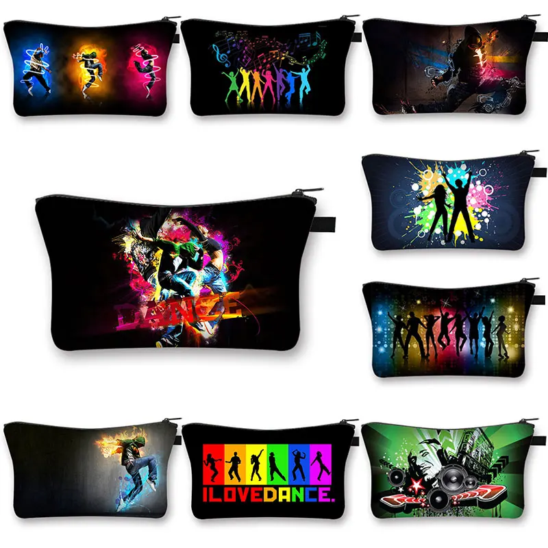 

Jazz Hip Hop Dancing Print Cosmetic Case Women I Love Dance Makeup Bags for Travel Storage Bag Zipper Pouch Toiletry Bags Gift