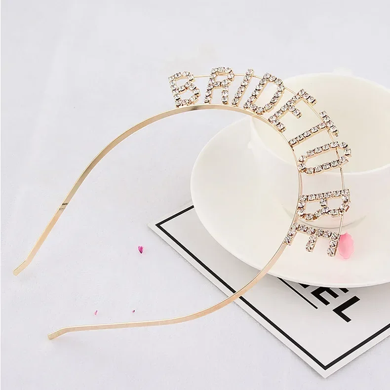 Silvery Women Crystal Team Bride To Be Bridesmaid Tiara Crown Hen Party Headband Bachelorette Wedding Rhinestone Bridal Shower