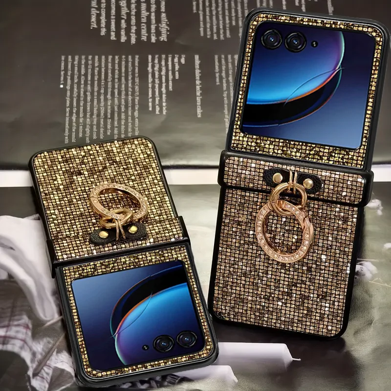 Luxurious Diamond Ring Buckle Shiny Glitter Phone Case - Shockproof Back Cover