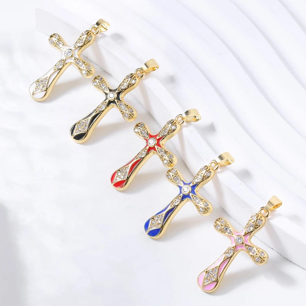 Juya handgemachte 18 Karat echt vergoldet Zirkonia Liebe Herz Christian Kreuz Charms für DIY religiösen Anhänger Schmuck herstellung – Detail 13