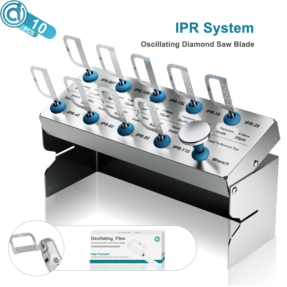 AI-IPR Dental Kieferorthopädische Handstück-Sägeblätter für 4:1/1:1 Reduktion Interproximal Stripping Contra Angle 10 Stück/9 Stück Gemischte Größe