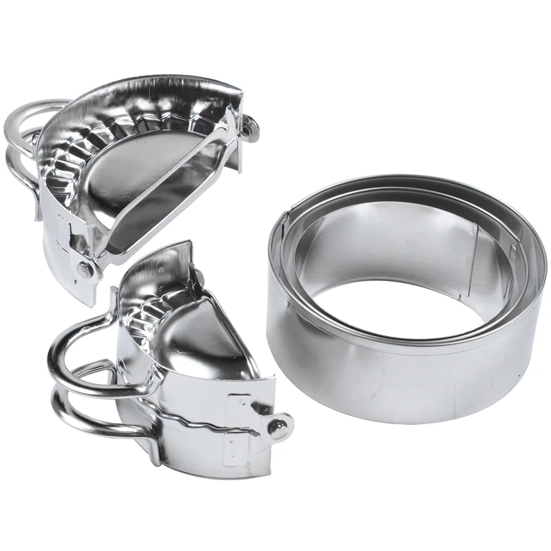 Sf72fd1b8657a46929c391de9b23bf2d0X Stainless Steel Dumplings Maker, 2 Dumpling Molds 3 Dumpling Skin Maker,Chinese Dumpling Cutter Pie Ravioli Empanadas Press Mold