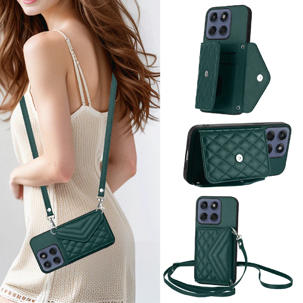 Crossbody Strap Wallet Phone Case with Enhanced Protection