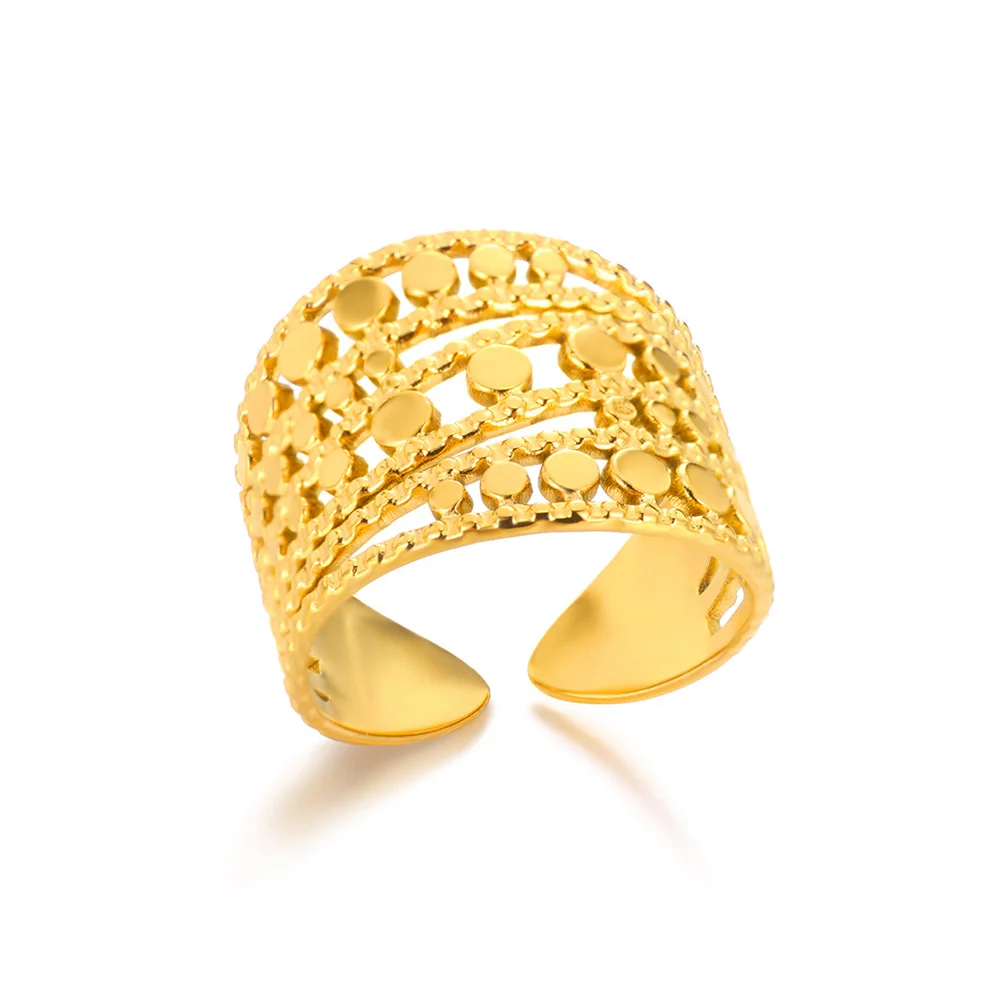 Minimalist Multilayer Hollow Stainless Steel Open Rings for Women
