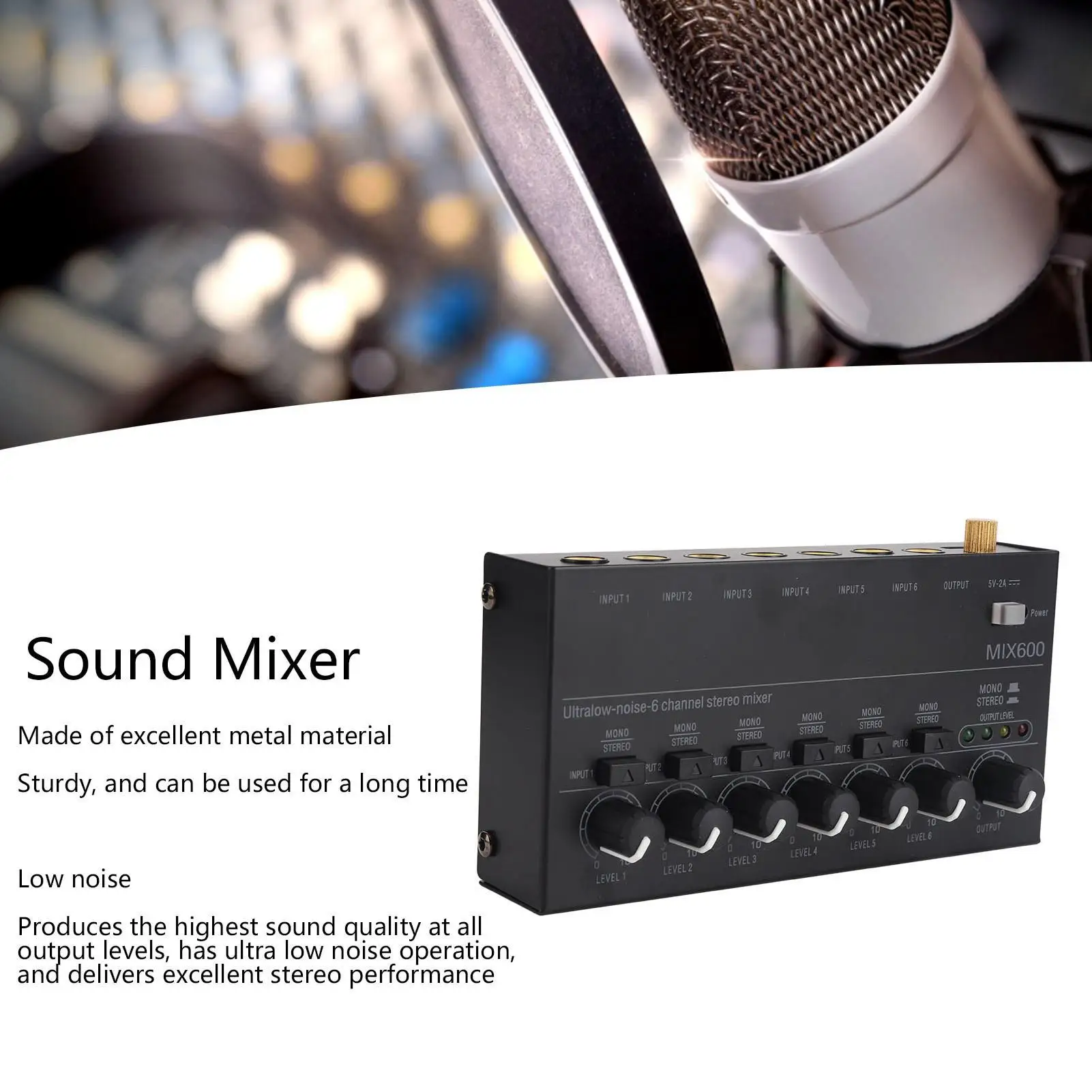 Stereo Line Mixer 100 to 240V for stage Sound Mixer
