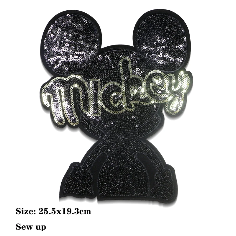 Disney Mickey Mouse Shiny Chenille Icon Towel Embroidery Applique