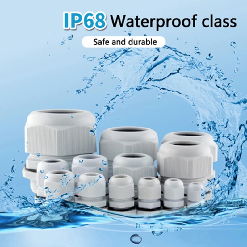 IP67 Waterproof Cable Gland Plastic Cable Entry PG7/9/11/13.5/16/19/21/25/29 White Nylon Plastic Connector Gland