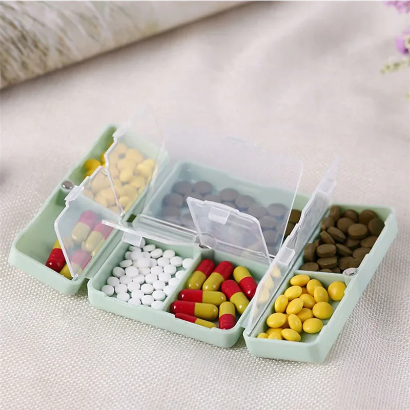 8 Grids Organizer Container For Tablets Travel Pill box With Seal Ring Small Box For Tablets Wheat Straw Container For Medicines
