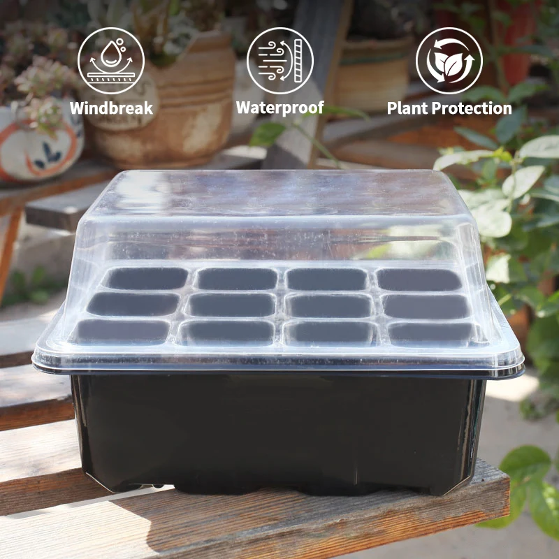 Seedling Box 12 Holes Sowing Nursery Pots Insulation with Lid Succulent Plant Seed Sprout Germination Seedling Pot
