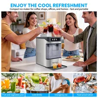 Machine à glaçons de comptoir, production rapide de 17 kg/24h, glaçons prêts en 6-10 min avec fonction autonettoyante, faible bruit de 35 dB pour la maison et le bar 7
