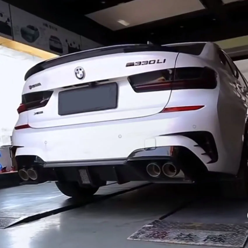 BMW 3 시리즈 G20 G28 2019-2022 M-스포츠 차량용 리어 범퍼 안개등 하단 그릴 프레임 사이드 스포일러 바디 키트 트림 글로스 블랙